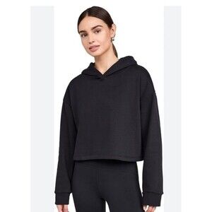 NWT Beyond Yoga LuxeFleece Happiness Cropped Hoodie, Black, SZ XS